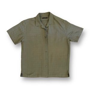 Via Europa Mens Green Short Sleeve Button Up Plaid Shirt Size M Medium